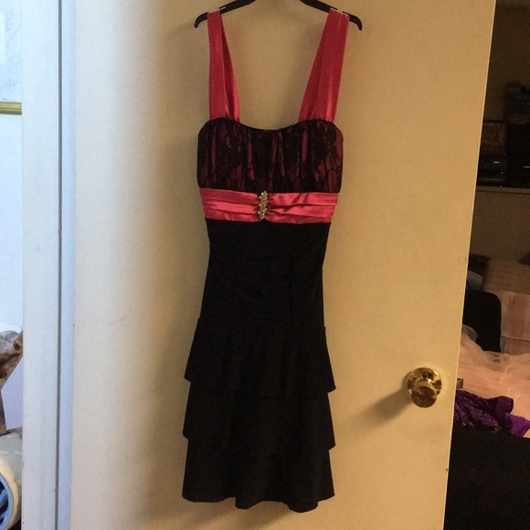 Deb Dresses & Skirts - Deb dress Small dress hot pink & black- super pretty dress!
